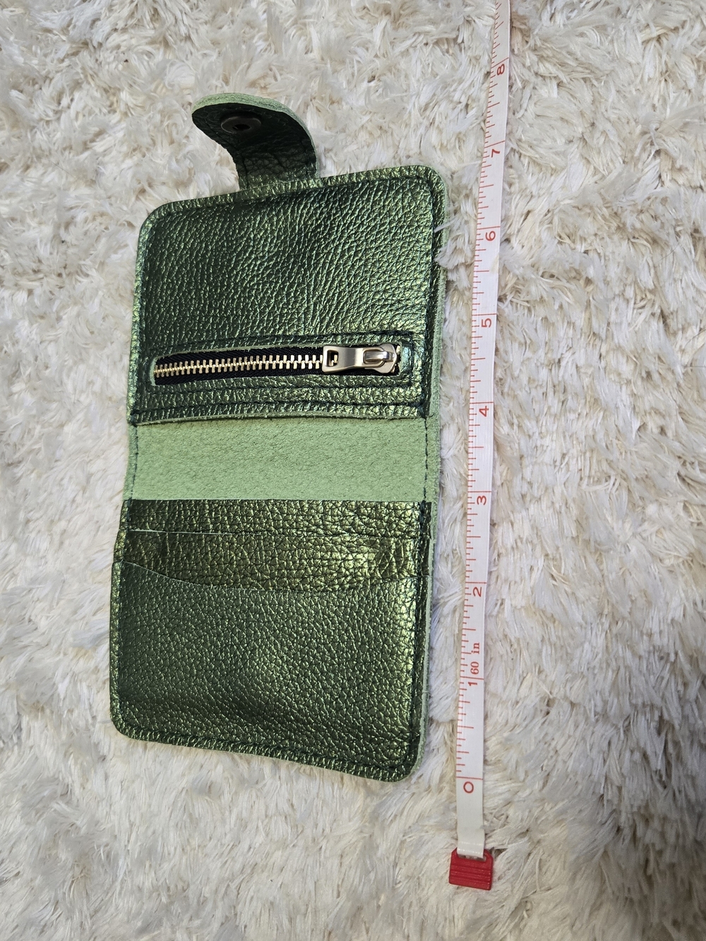 Portland Leather Goods Metallic Green Pebbled Snap Wallet - Picture 5 of 6